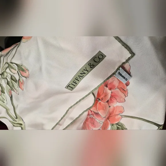 Tiffany & Co. Pink and Green Floral Scarf - Picture 1 of 8